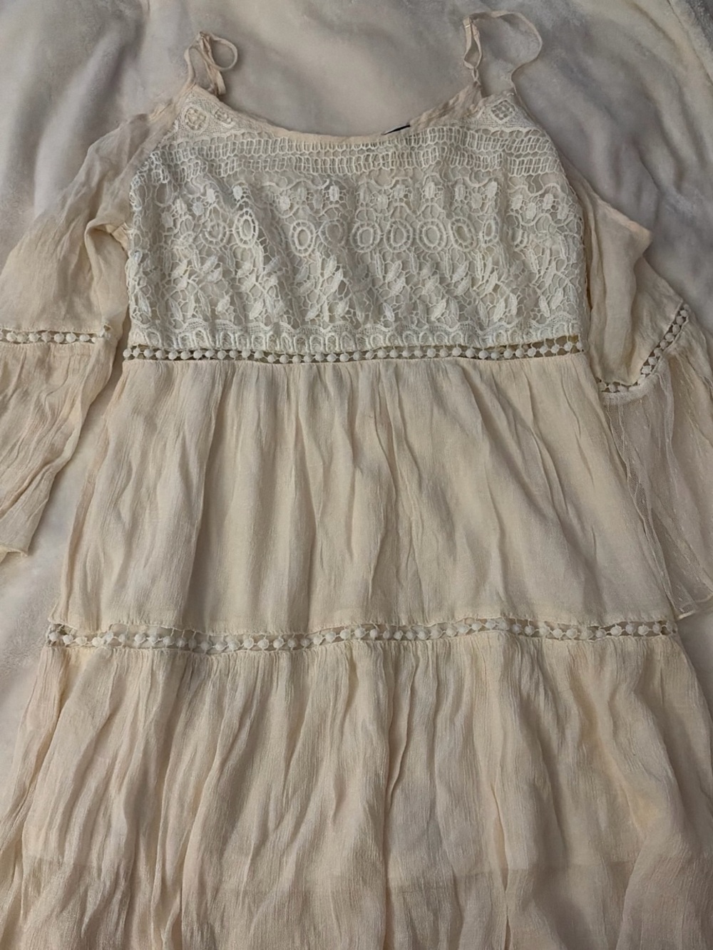 Cream Lace-Top Boho Dress